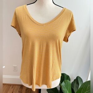 American Eagle women’s yellow striped favorite T short sleeve shirt size small